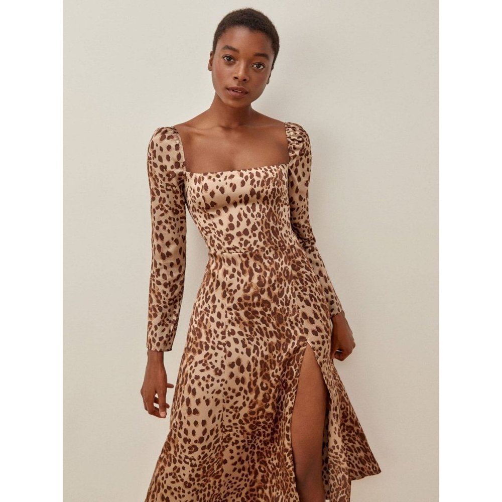 REFORMATION Leopard Cat Print Maryanne Dress 4 NEW - Picture 11 of 16